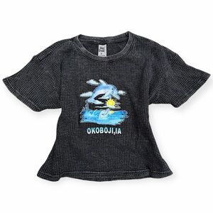 Day Break Dolphin Bedazzled Waffle Tee | Size S